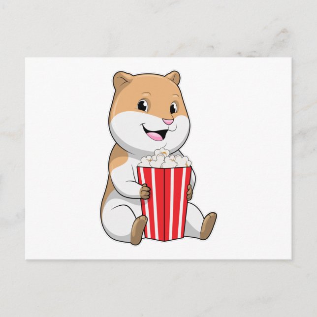 Carte Postale Hamster avec cône de pop-corn (Devant)