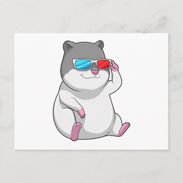 Carte Postale Hamster avec des lunettes (Devant)