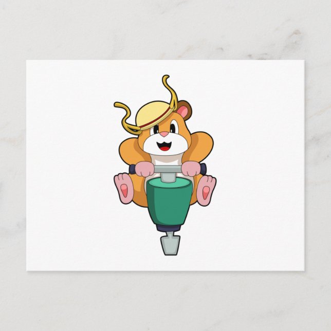 Carte Postale Hamster avec marteau-piqueur (Devant)