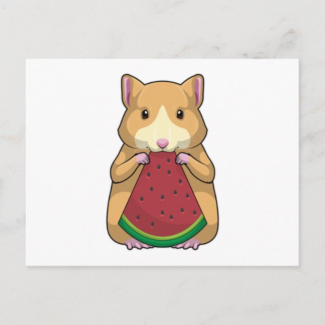 Carte Postale Hamster avec pastèque (Devant)