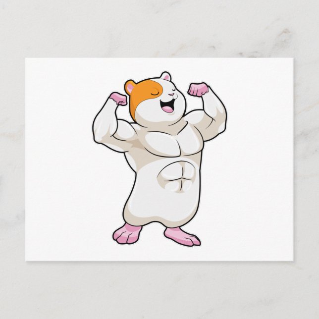 Carte Postale Hamster culturiste avec de gros muscles (Devant)