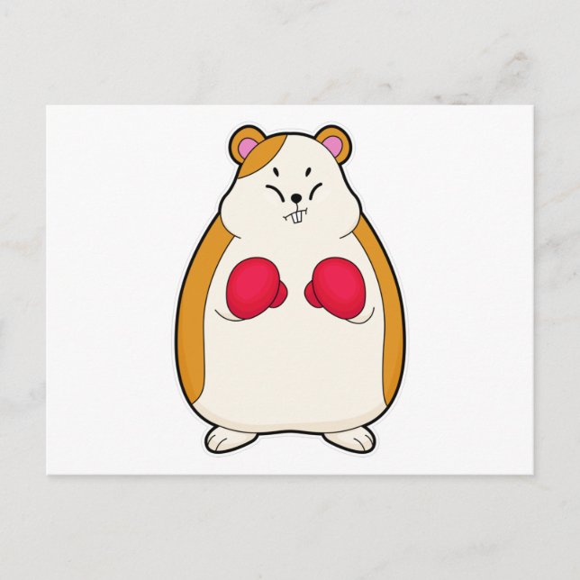 Carte Postale Hamster en boxeur avec gants de boxe (Devant)