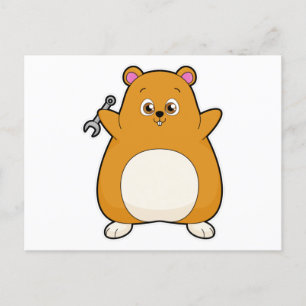 Carte Postale Hamster en mécanicien avec clé