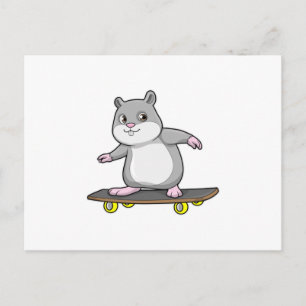 Carte Postale Hamster en patinage avec skateboard