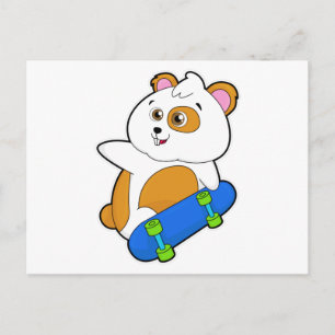 Carte Postale Hamster en patinage avec skateboard