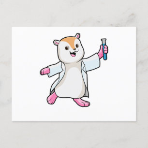Carte Postale Hamster en scientifique avec tube à essai