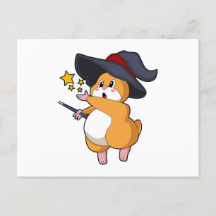 Carte Postale Hamster en sorcier avec baguette magique