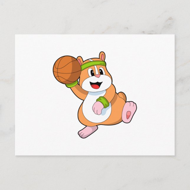 Carte Postale Hamster en tant que joueur de basket-ball avec bal (Devant)