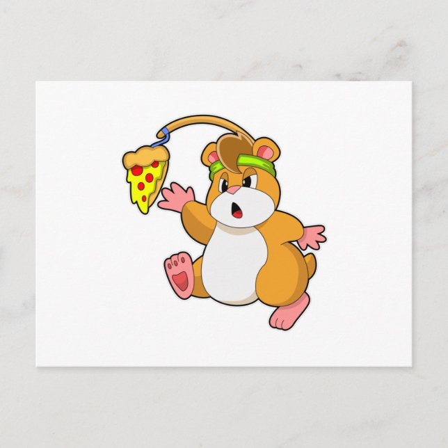 Carte Postale Hamster en train de manger avec une pizza (Devant)