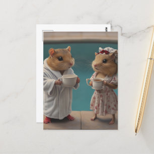 Carte Postale Hamster Morning à la piscine
