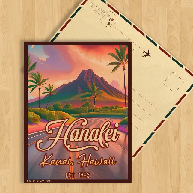 Carte Postale Hanalei Kauai Hawaii Retro Volcano Road années 195 (Créateur téléchargé)