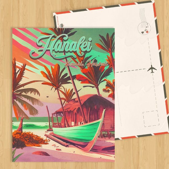 Carte Postale Hanalei Kauai Hawaii soleil couchant tropical palm (Créateur téléchargé)