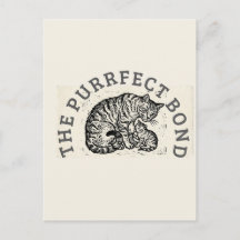 Hand-Carved Linocut Cat Mom & Kitten - Motherhood 