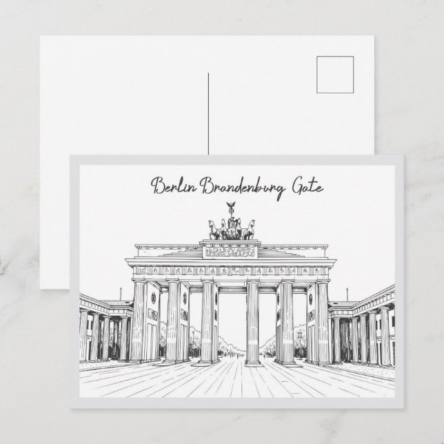 Carte Postale Hand drawn Berlin Brandenburg Gate Germany (Devant / Derrière)