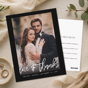 Carte Postale Hand-Lettered Black Photo Thank You
