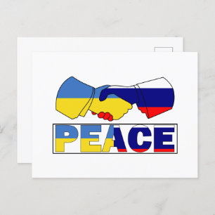 Carte Postale Handshake of Peace, Ukraine Russie Drapeau