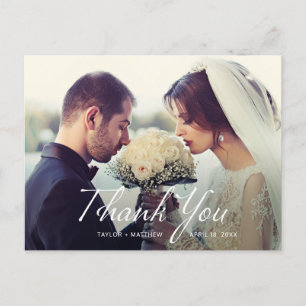 Carte Postale Handwriting Photo Wedding Thank You Postcard