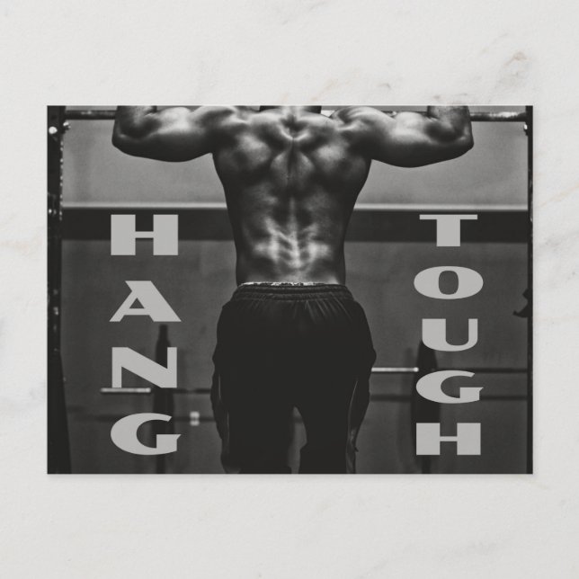Carte Postale Hang Tough Muscle Man Entraînement Gym (Devant)