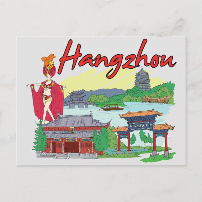 Carte Postale Hangzhou, Chine Célèbre Ville (Devant)
