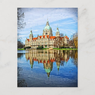 Carte Postale Hanovre, Allemagne - Réflexions de l'Hôtel de Vill