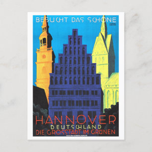 Carte Postale Hanovre vintage, Allemagne, Affiche de voyage