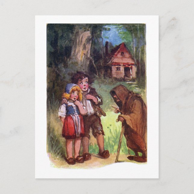 Carte Postale Hansel et Gretel rencontrent la sorcière (Devant)