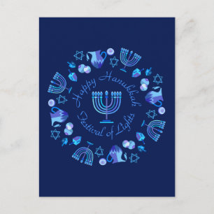 Carte Postale Hanukkiah Happy Hanoukka Juive Fête Menorah