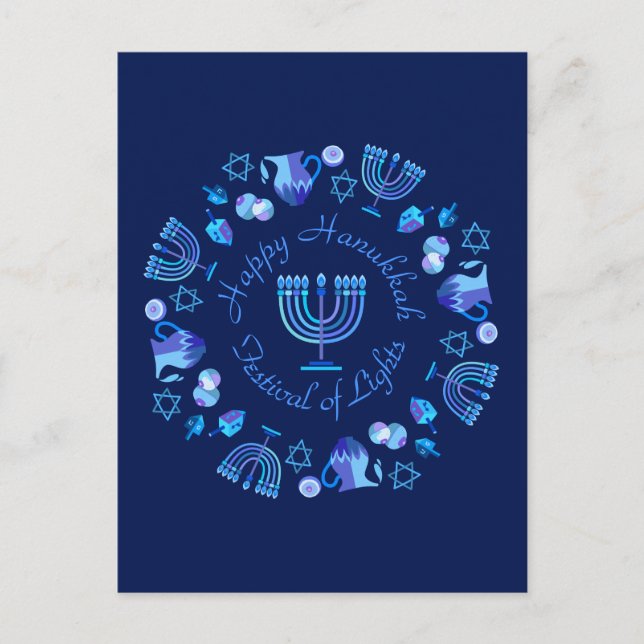 Carte Postale Hanukkiah Happy Hanoukka Juive Fête Menorah (Devant)