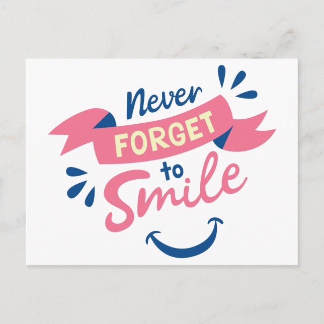 Carte Postale Happiness Attitude sourit Bonjour, Penser à vous (Devant)