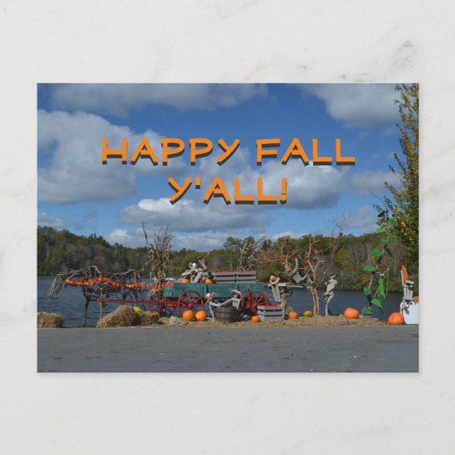 Carte Postale Happy Automne Y'all Affichage par l'eau (Devant)