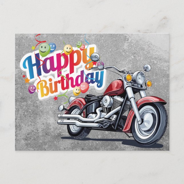 Carte Postale Happy birthday! biker (Devant)