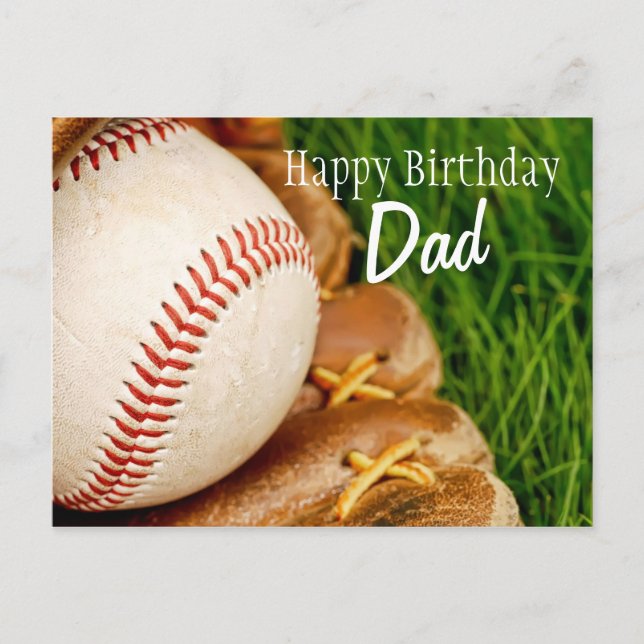 Carte Postale Happy Birthday Dad Baseball with Mitt (Devant)
