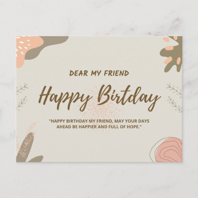 Carte Postale happy birthday my friend (Devant)