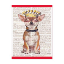 CARTE POSTALE - HAPPY CHIHUAHUA-RED TRIM