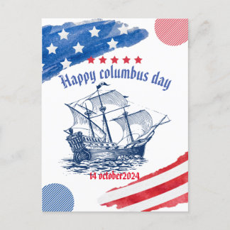 Carte Postale happy columbus day usa 14 octobre