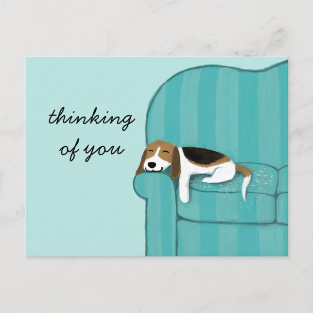 Carte Postale Happy Couch Beagle | Cute Chien personnalisé (Devant)