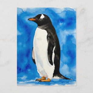 Carte postale Happy Cute Penguin Watercolor