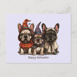 Carte Postale Happy Halloween Bulldogs français