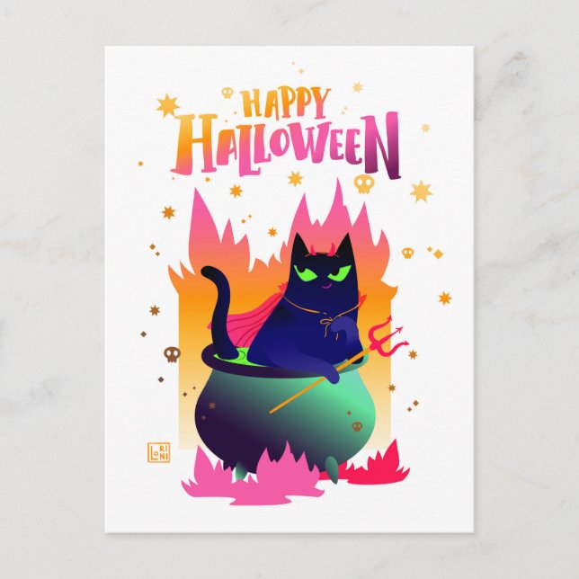 Carte Postale Happy Halloween Cat Vinsant (Devant)
