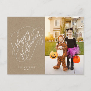 Carte Postale Happy Halloween Chic Handlettered Photo Rustic