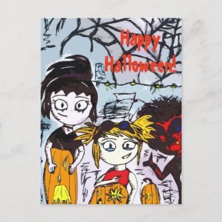 Carte Postale Happy Halloween Citrouille Carving
