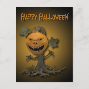 Carte Postale Happy Halloween Citrouille Tree