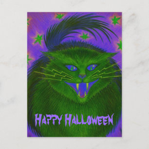 Carte postale "Happy Halloween" de Chat effrayant