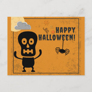 Carte Postale Happy Halloween Éffrayant Skeleton Spider
