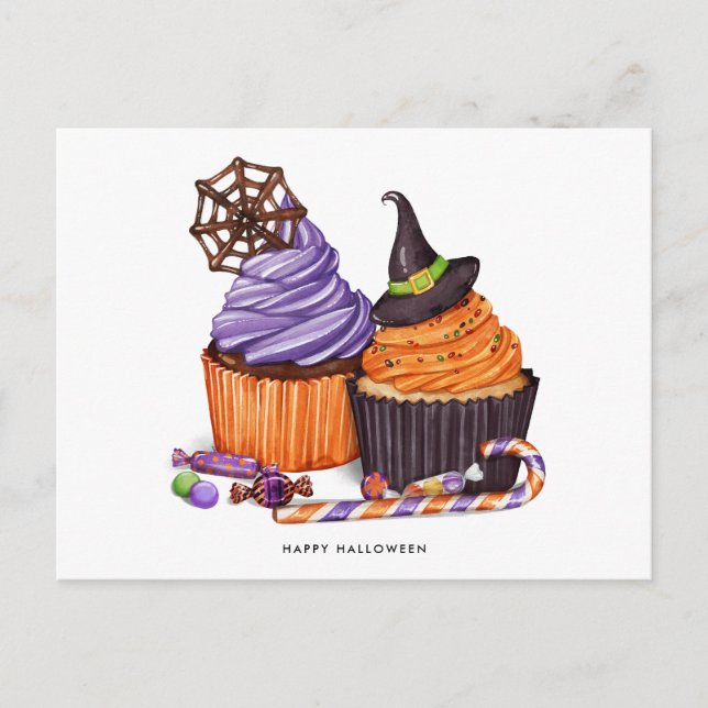Carte Postale Happy Halloween Éffrayant Sweet Cupcake (Devant)