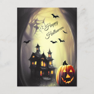 Carte Postale Happy Halloween effrayante Maison hantée