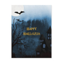 Carte postale Happy Halloween Haunted Castle and B