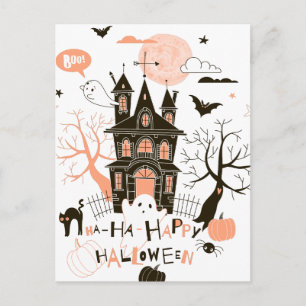 Carte Postale Happy Halloween Haunted House