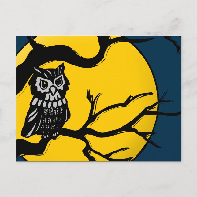 Carte Postale happy halloween : hibou de minuit : (Devant)