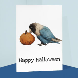 Carte Postale Happy Halloween Lovebird Citrouille Dessin